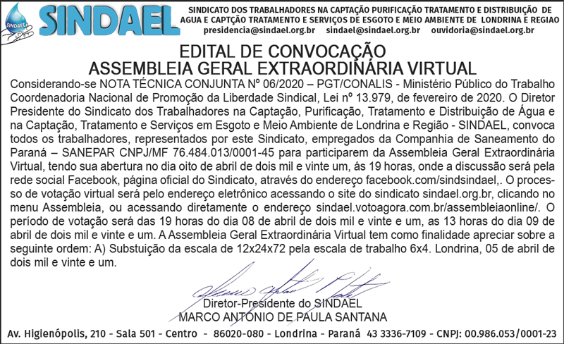 Edital-Sindael-escala Edital sindael escala