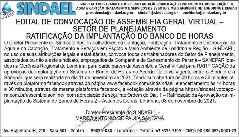 Edital-Sindael-ratificação Edital sindael ratificação