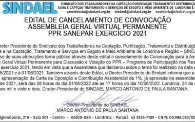 Edital cancelamento sindael