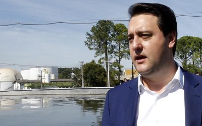 Obras de ampliação da estação de tratamento de esgoto Belem, em Curitiba.