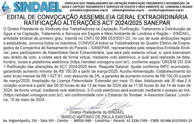 Edital Sindael Alteração ACT 24-25 (Copy) Edital Sindael Alteração Act 24 25 (copy)